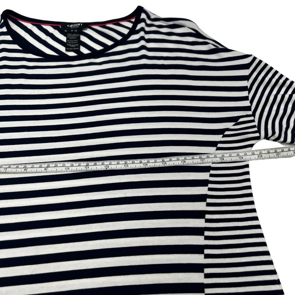 Olsen Europe Navy/White Stripe Round Neck T-shirt Top Size M - Picture 10 of 12